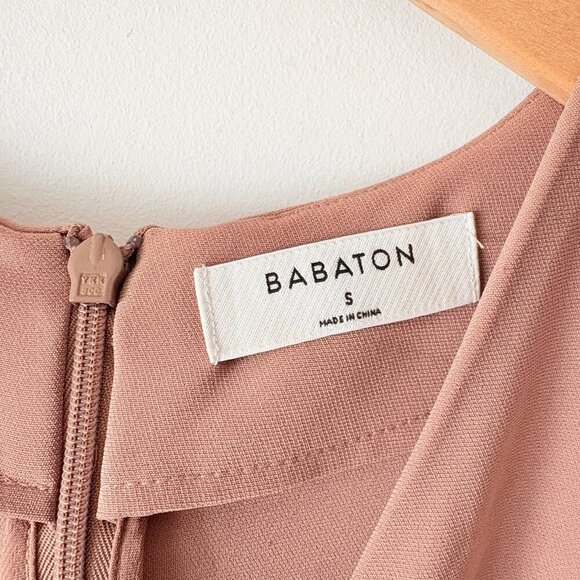 Aritzia Babaton Twist Front Long Sleeve Dress Beige Taupe Size Small - Picture 5 of 6